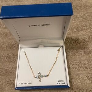 New Necklace with Blue Topaz Cross